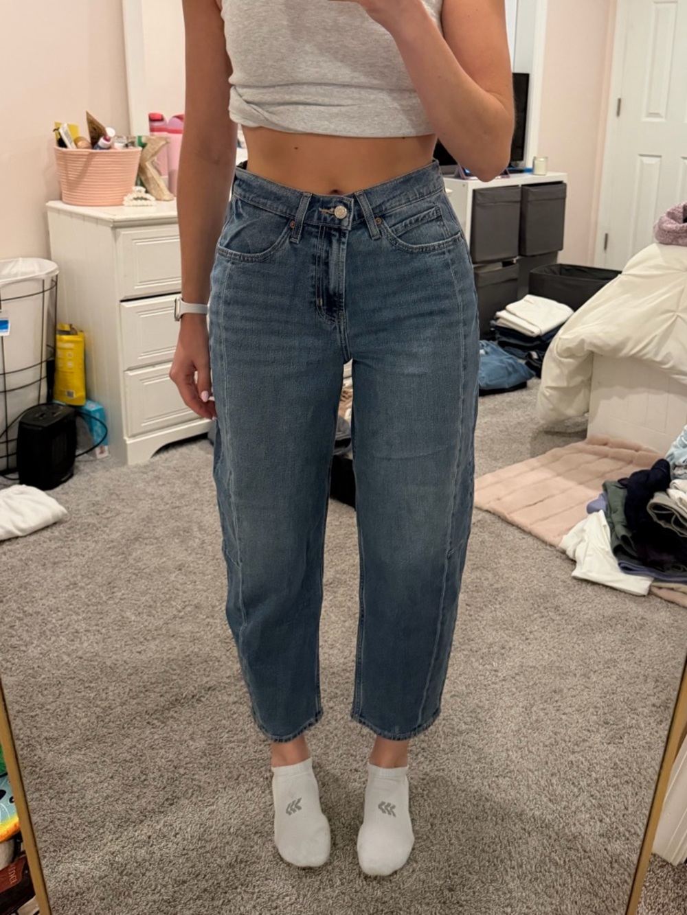Old Navy Cropped High-Rise Straight Jeans - Blue